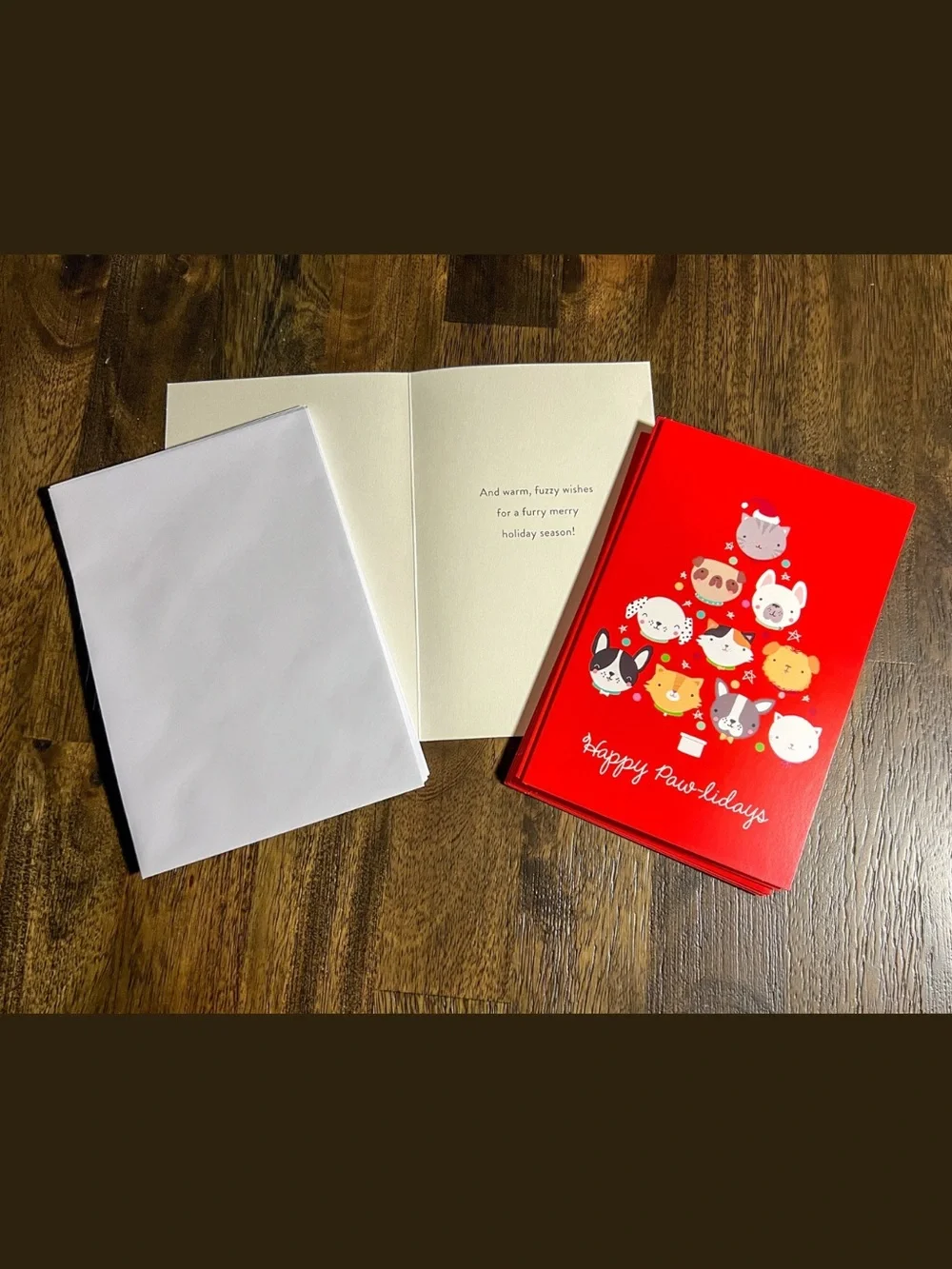American Greetings Happy Paw-lidays Pet Christmas Cards Envelopes 10pc Cats Dogs